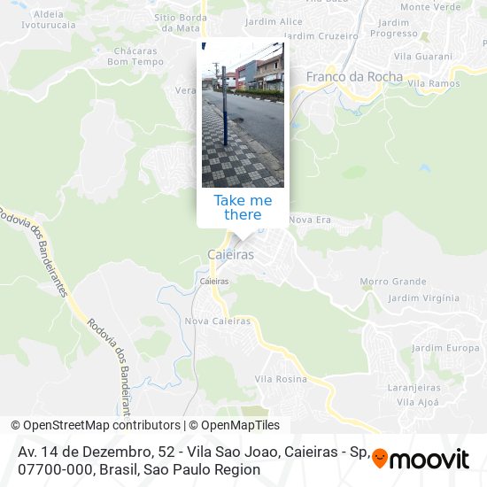 Mapa Av. 14 de Dezembro, 52 - Vila Sao Joao, Caieiras - Sp, 07700-000, Brasil