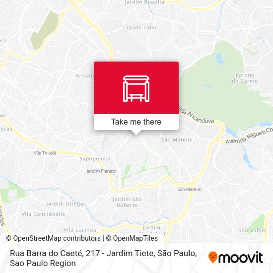 Rua Barra do Caeté, 217 - Jardim Tiete, São Paulo map