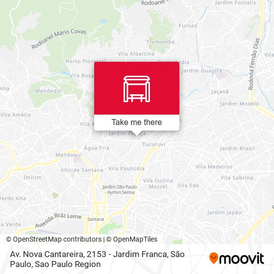 Av. Nova Cantareira, 2153 - Jardim Franca, São Paulo map