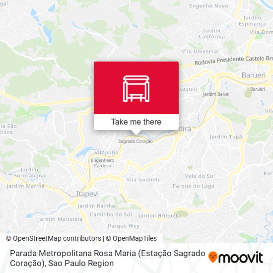 Mapa Parada Metropolitana Rosa Maria (Estação Sagrado Coração)