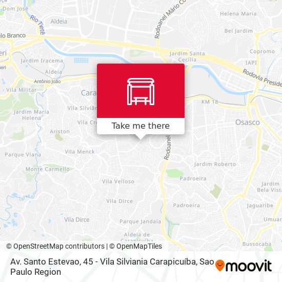 Av. Santo Estevao, 45 - Vila Silviania Carapicuíba map