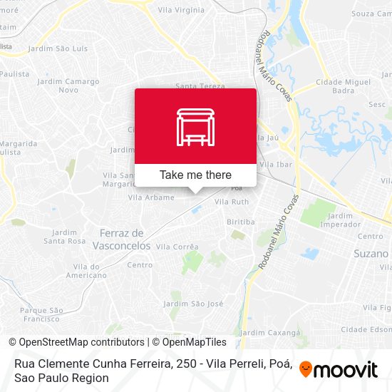 Rua Clemente Cunha Ferreira, 250 - Vila Perreli, Poá map