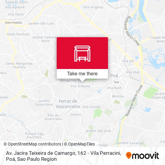 Av. Jacira Teixeira de Camargo, 162 - Vila Perracini, Poá map
