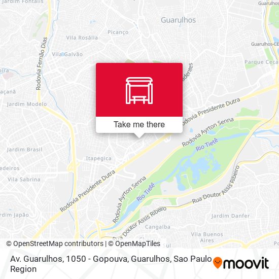 Mapa Av. Guarulhos, 1050 - Gopouva, Guarulhos