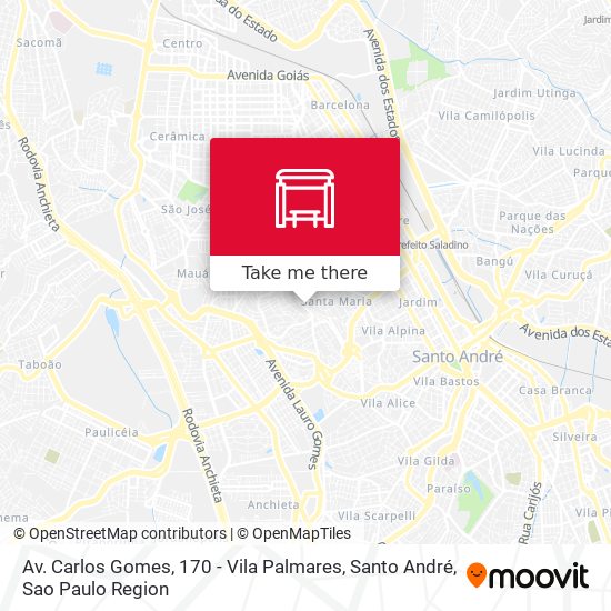 Mapa Av. Carlos Gomes, 170 - Vila Palmares, Santo André