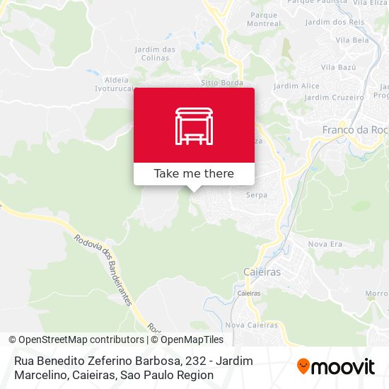 Rua Benedito Zeferino Barbosa, 232 - Jardim Marcelino, Caieiras map