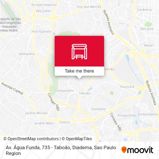 Av. Água Funda, 735 - Taboão, Diadema map