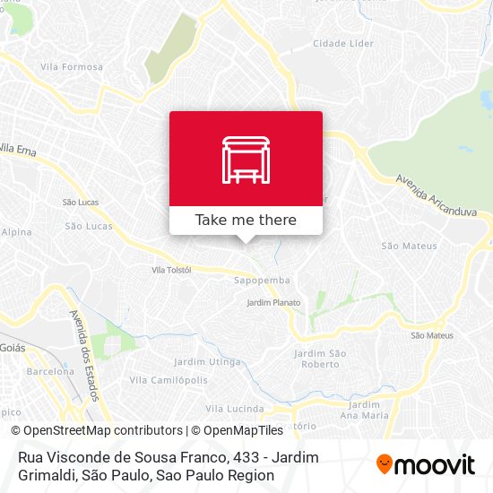 Mapa Rua Visconde de Sousa Franco, 433 - Jardim Grimaldi, São Paulo