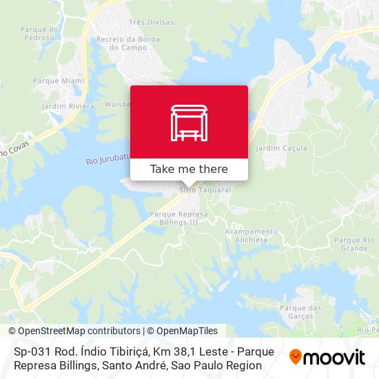 Mapa Sp-031 Rod. Índio Tibiriçá, Km 38,1 Leste - Parque Represa Billings, Santo André