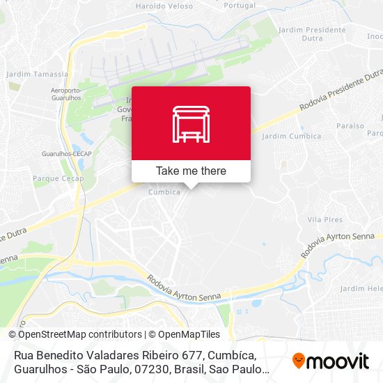 Mapa Rua Benedito Valadares Ribeiro 677, Cumbíca, Guarulhos - São Paulo, 07230, Brasil