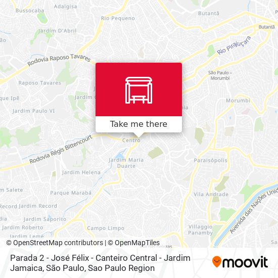 Parada 2 - José Félix - Canteiro Central - Jardim Jamaica, São Paulo map