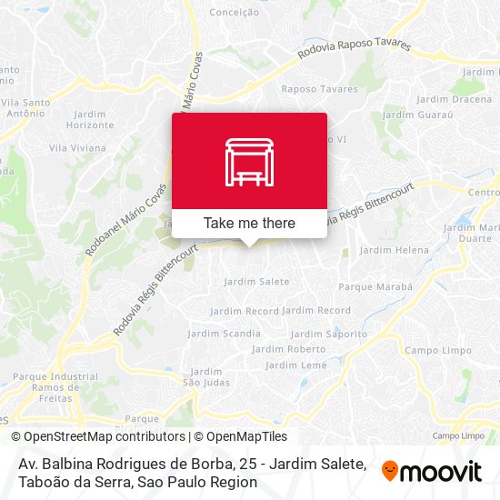 Mapa Av. Balbina Rodrigues de Borba, 25 - Jardim Salete, Taboão da Serra