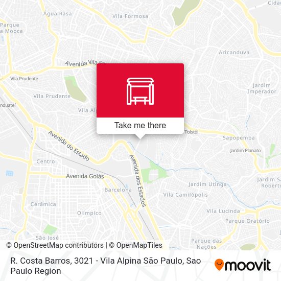 R. Costa Barros, 3021 - Vila Alpina São Paulo map