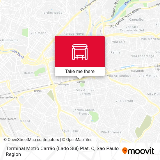 Terminal Metrô Carrão (Lado Sul) Plat. C map