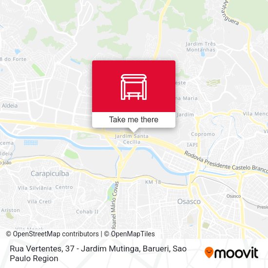 Rua Vertentes, 37 - Jardim Mutinga, Barueri map