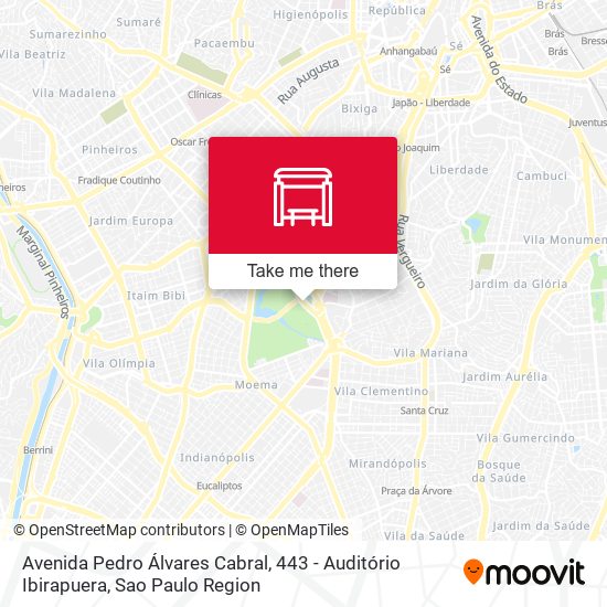 Mapa Avenida Pedro Álvares Cabral, 443 - Auditório Ibirapuera