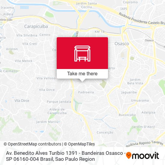 Av. Benedito Alves Turíbio 1391 - Bandeiras Osasco - SP 06160-004 Brasil map