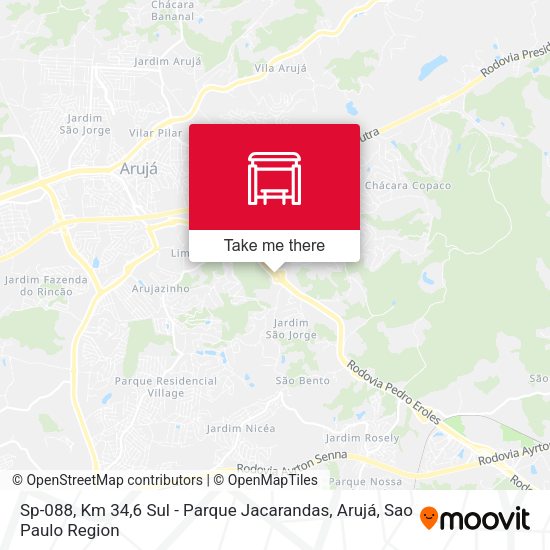 Sp-088, Km 34,6 Sul - Parque Jacarandas, Arujá map