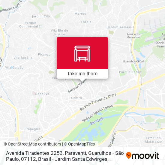 Mapa Avenida Tiradentes 2253, Paraventi, Guarulhos - São Paulo, 07112, Brasil - Jardim Santa Edwirges, Guarulhos