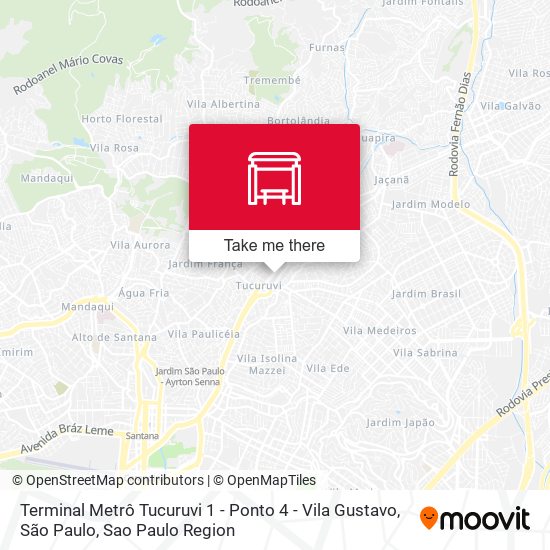 Terminal Metrô Tucuruvi 1 - Ponto 4 - Vila Gustavo, São Paulo map