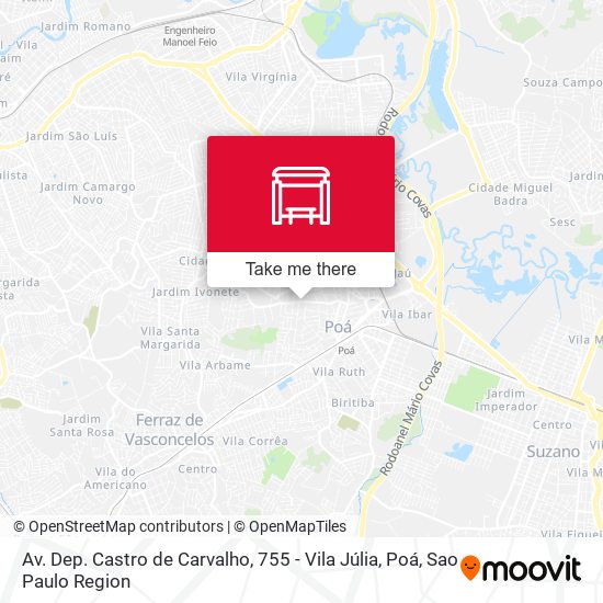 Mapa Av. Dep. Castro de Carvalho, 755 - Vila Júlia, Poá