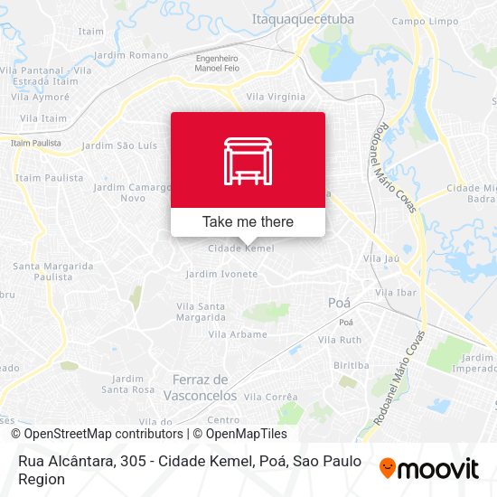 Rua Alcântara, 305 - Cidade Kemel, Poá map