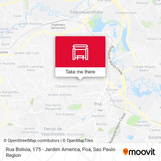 Rua Bolívia, 175 - Jardim America, Poá map