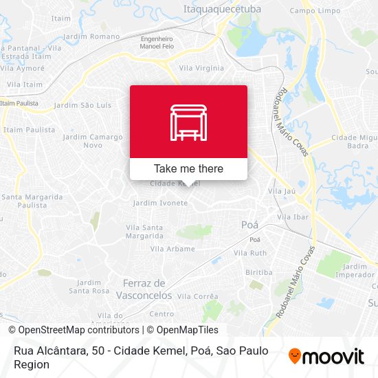 Rua Alcântara, 50 - Cidade Kemel, Poá map