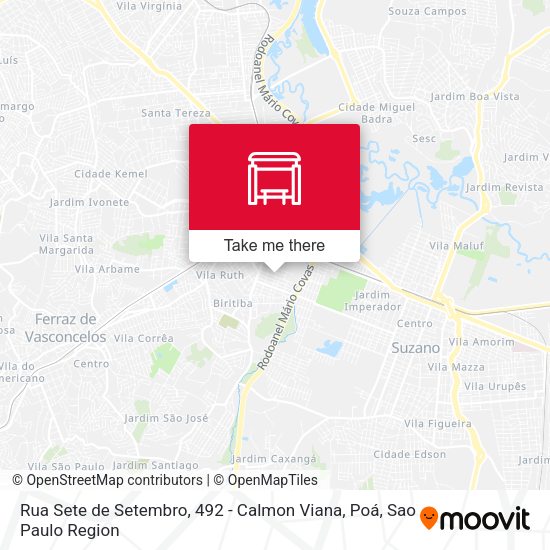 Rua Sete de Setembro, 492 - Calmon Viana, Poá map