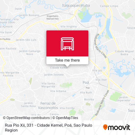 Rua Pio Xii, 331 - Cidade Kemel, Poá map