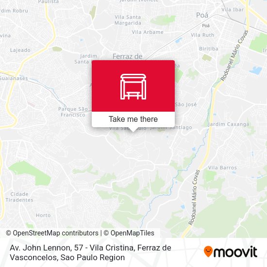 Av. John Lennon, 57 - Vila Cristina, Ferraz de Vasconcelos map