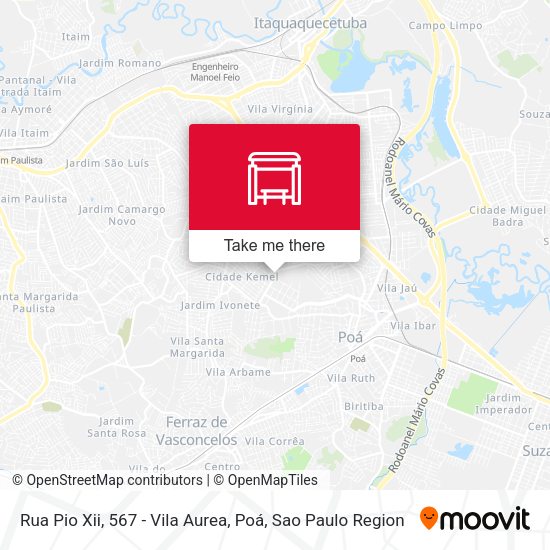 Rua Pio Xii, 567 - Vila Aurea, Poá map