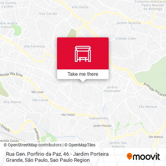 Mapa Rua Gen. Porfírio da Paz, 46 - Jardim Porteira Grande, São Paulo