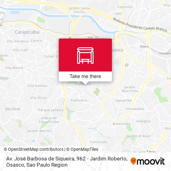 Mapa Av. José Barbosa de Siqueira, 962 - Jardim Roberto, Osasco