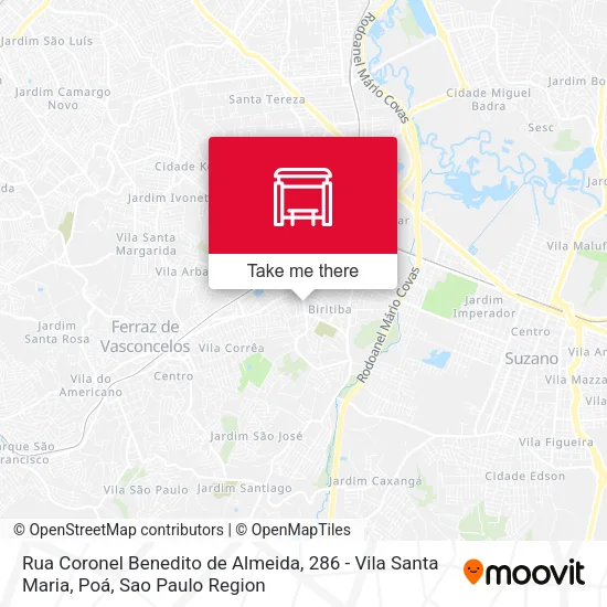 Rua Coronel Benedito de Almeida, 286 - Vila Santa Maria, Poá map
