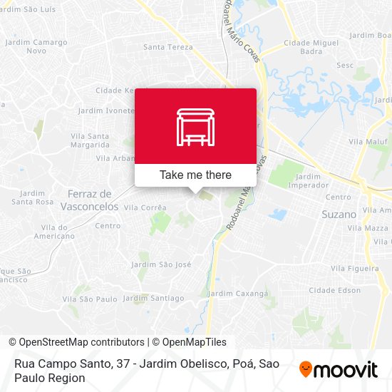 Rua Campo Santo, 37 - Jardim Obelisco, Poá map