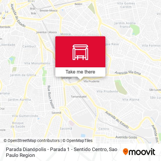 Mapa Parada Dianópolis - Parada 1 - Sentido Centro