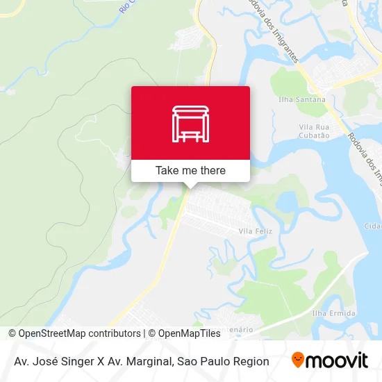 Av. José Singer X Av. Marginal map
