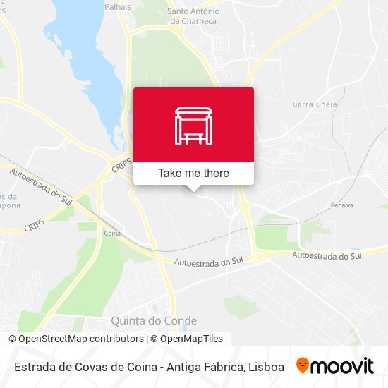 Estrada de Covas de Coina - Antiga Fábrica mapa