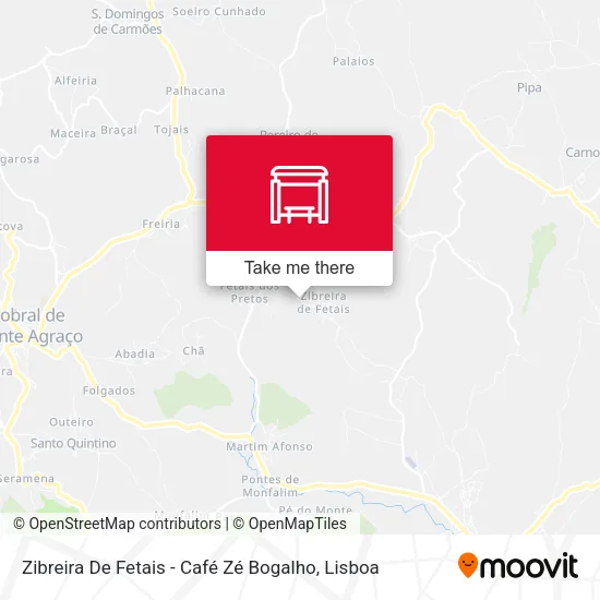 Zibreira De Fetais - Café Zé Bogalho map