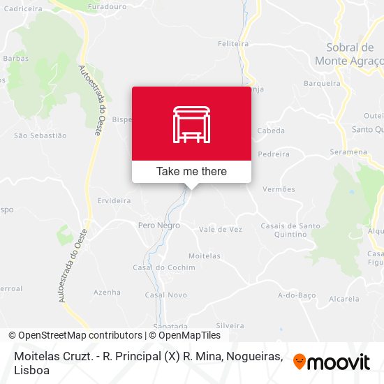 Moitelas Cruzt. - R. Principal (X) R. Mina, Nogueiras mapa