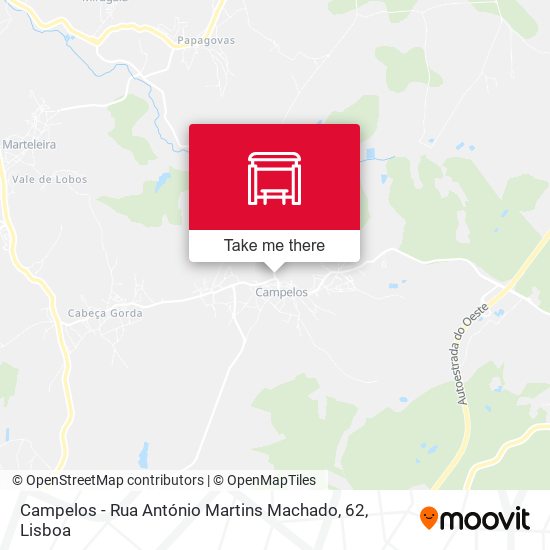 Campelos - Rua António Martins Machado, 62 mapa