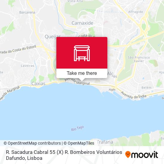 R. Sacadura Cabral 55 (X) R. Bombeiros Voluntários Dafundo map
