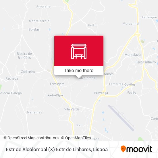 Estr de Alcolombal (X) Estr de Linhares mapa