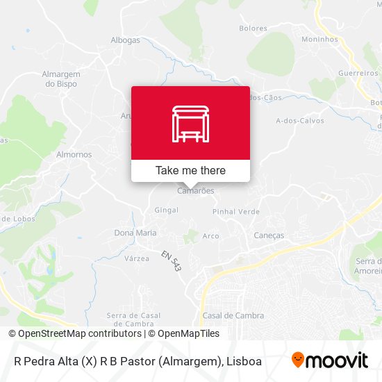 R Pedra Alta (X) R B Pastor (Almargem) mapa