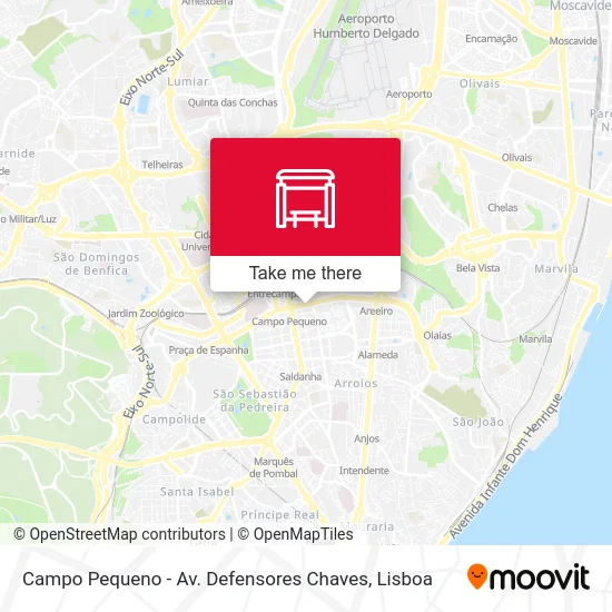 Campo Pequeno - Av. Defensores Chaves map