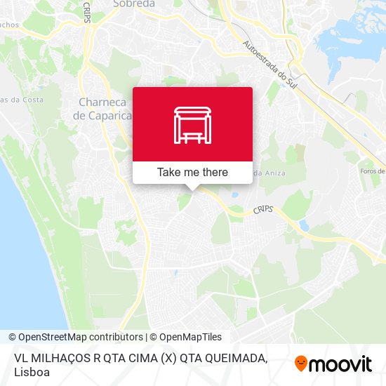 VL MILHAÇOS R QTA CIMA (X) QTA QUEIMADA mapa