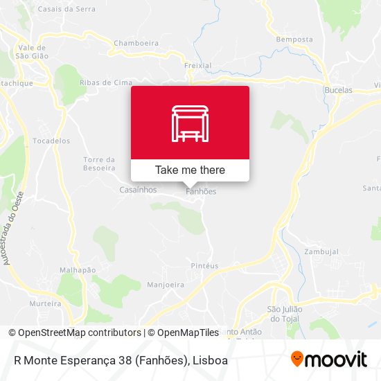 R Monte Esperança 38 (Fanhões) mapa