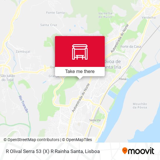 R Olival Serra 53 (X) R Rainha Santa map