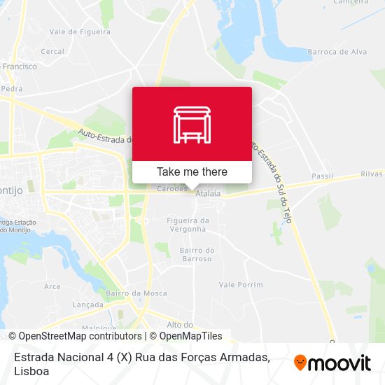 Estrada Nacional 4 (X) Rua das Forças Armadas map
